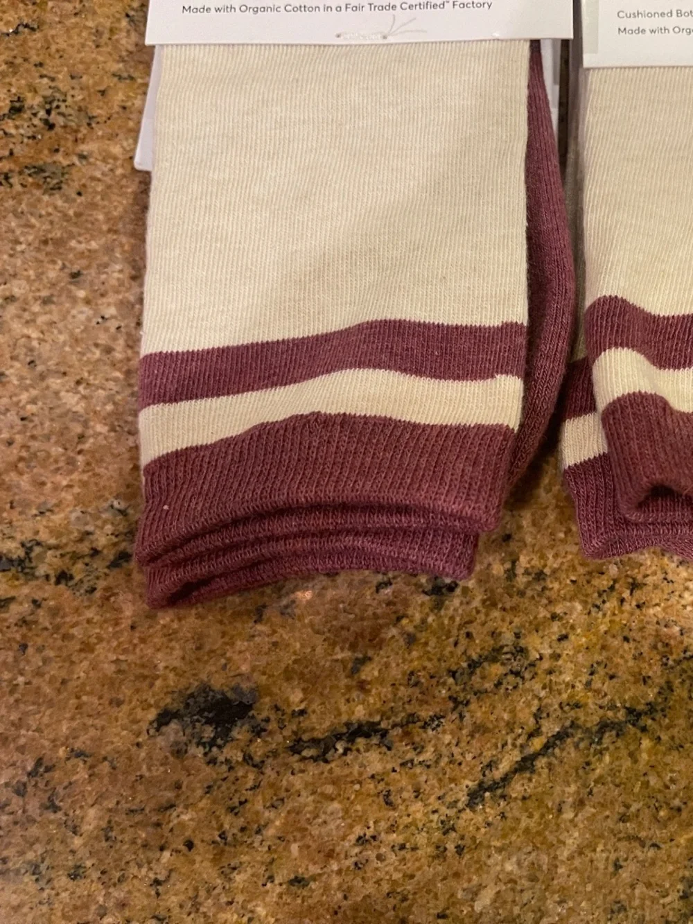 Pact Rose Pink Stripe  Premium Crew Socks Two Pair NWT!